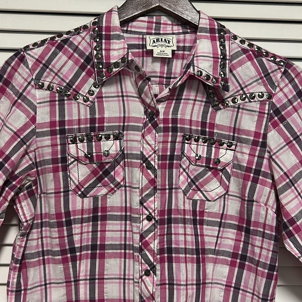 Ariat Evelyn studded plaid long sleeve western shirt